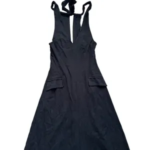 Mimi & Dottie Halter Flare Midi Dress NWT Large V Neck Tie Neck ID9023 Black thumbnail 10