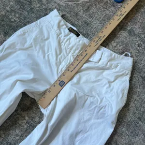 Loro Piana White Cotton Silk Blend Wide Leg Trousers Pants Italy Size 44 thumbnail 6