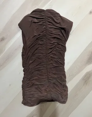 Naked Wardrobe NEW Women XS Espresso Brown Ruched Sleeveless Top Minimalist Chic thumbnail 3