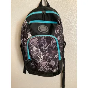 Bioworld Marvel Avengers Comics Black Panther Graffiti Black Blue Gray Backpack thumbnail 2