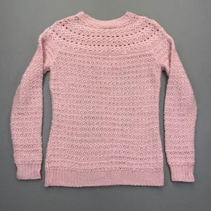 Lauren Ralph Lauren Pink Alpaca Blend Open Knit Crewneck Sweater Womens Medium thumbnail 7