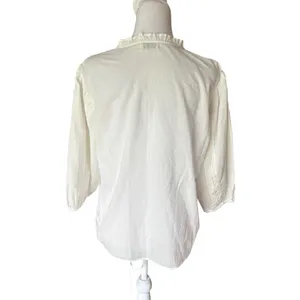 Tasha Polizzi White Cotton Lace Victorian Peasant Button Up Blouse Womens Medium thumbnail 2