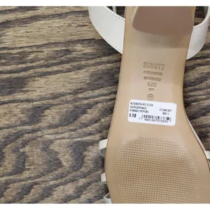 Schutz Womens Alexandra Mid Block Sandals Pearl Off White 8.5B thumbnail 9