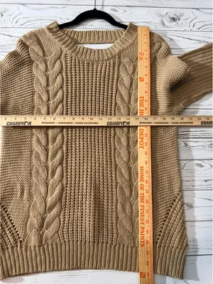 Tan Cable Knit Cutout Back Sweater Tunic Open Knit Size 11-13 thumbnail 10