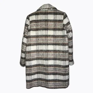 VILA Virooma Birch Check Wool Pea Coat Size M Plaid Quiet Luxury thumbnail 4