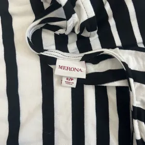 Merona Women's Striped Maxi Dress S Black Cream Stretch Resortwear Summer Casual thumbnail 3