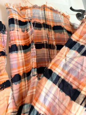 Free People Intimately pink plaid flannel pullover raw-edge shirt thumbnail 7