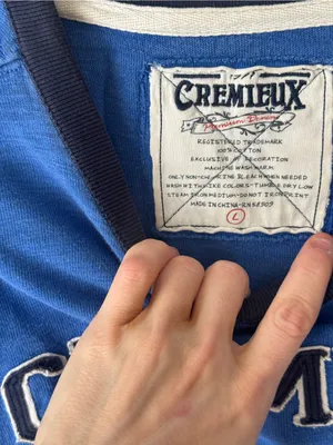 Vintage y2k cremieux long sleeve tee sweatshirt layered too 7 varsity navy patch thumbnail 2