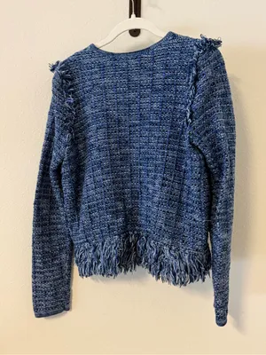 Lilly Pulitzer Simora Fringe Tweed Cardigan - Blue thumbnail 9