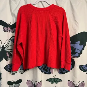 Old Navy Henley slightly cropped waffle knit top thumbnail 2