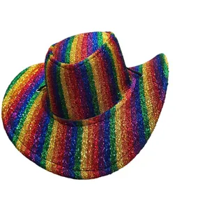 Rainbow sparkle glitter Cowboy Hat & Tutu Set pride LGBTQIA+ rainbow halloween thumbnail 6
