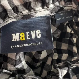 Maeve by Anthropologie Black White Gingham Ruffle Dress Size XS thumbnail 7
