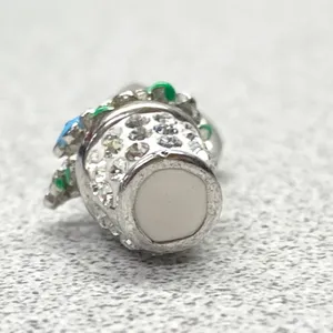Silver Tone Enamel Crystal Flower Pot Charm Spring Garden Jewelry Making Gift thumbnail 5
