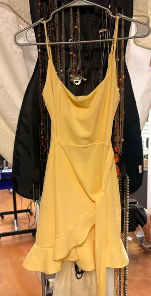 Lucy in the Sky Yellow Spaghetti-Strap Ruffle Mini Dress thumbnail 1