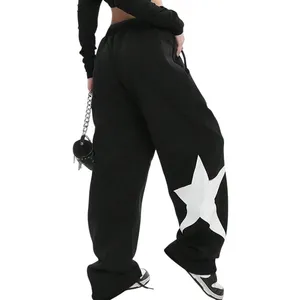 Women's Star Pattern Casual Loose Sweatpants in Black, Size S thumbnail 2