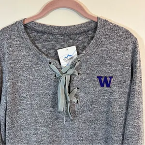 Summit Gray University of Washington Lace Up Sweatshirt Medium‎ NWT thumbnail 2