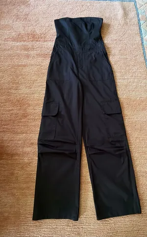 Zara Strapless Cargo Jumpsuit by Zara Black Size XS thumbnail 2