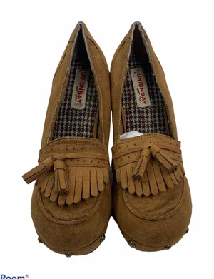 Vintage Y2K Size‎ 9 90s Union Bay Nicolette Platform Wood Heel Studded Pumps Tan thumbnail 1