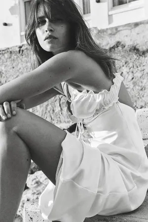 Zara dress white midi ruffled satin lingerie inspired bodycon fitted wedding thumbnail 6