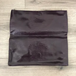 Nordstrom Faux Crocodile Plum Purple Fold Over Clutch Bag thumbnail 4