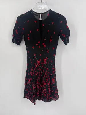 Reformation Gracie Mini Black Dress Floral Oracle Size 0 thumbnail 7