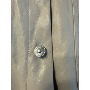 T Tahari Faux Leather Shacket Jacket Shirt Cream Beige Pockets Women's Large thumbnail 4