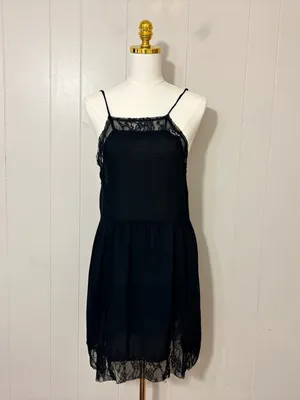 Intimately Free People Black Lace Open Back Slip Mini Dress Size M thumbnail 2