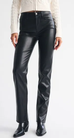 Abercrombie High-Rise Ankle Straight Vegan Leather Ultra thumbnail 1