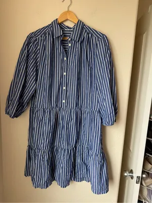 GAP Tiered Poplin Puff Sleeve Mini Dress Size XL thumbnail 2