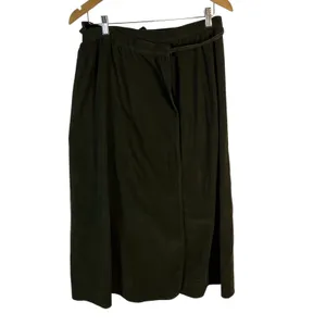 Vintage Orvis Olive Green Corduroy Wrap Midi Skirt Womens 14 Cotton Made‎ in USA thumbnail 2
