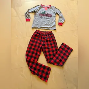 PatPat Women Christmas Pajamas Set red gray comfy size small spandex polyester thumbnail 1
