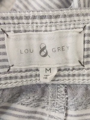 Lou and Grey Linen Blend Off-White and Light Blue Striped Shorts Size Medium thumbnail 8