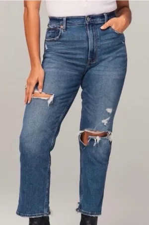Abercrombie & Fitch Ultra High Rise Ankle Straight Jeans Curve Love Size 29 thumbnail 1