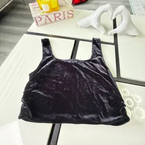 Bozzolo Black Velvet Square Neck Crop Tank Top - Size Large thumbnail 11