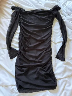 Princess Polly Black Ruched Mesh Mini Dress thumbnail 2