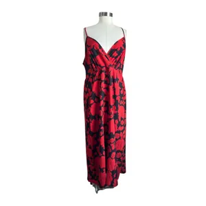 SHEIN‎ Curve Boho Floral Maxi Dress Red Black Sleeveless Summer 1XL thumbnail 2