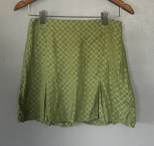 Le Lis Sage Green Checker Print Mini Skirt Size Medium Y2K Coquette thumbnail 1