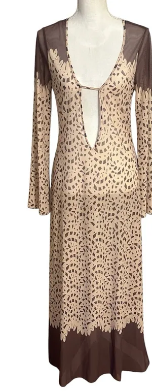 Caroline Constas New York Long Sleeve Maxi Dress Mesh Swim Coverup NWT thumbnail 1