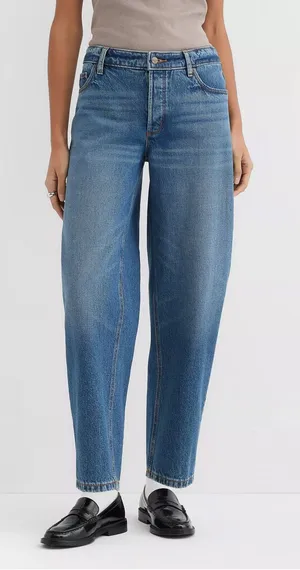 LOFT Rivete Mid Rise Barrel‎ Jeans Echo Wash Cotton Button Fly Crop Size 31 NWT thumbnail 1