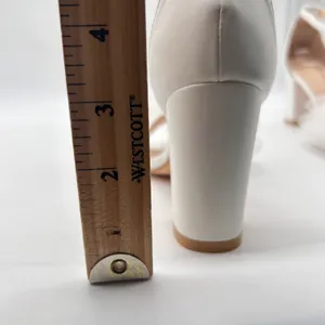 Allegra K Sandal Heels Womens 6.5 White Bow Ankle Strap Block Heel Party Wedding thumbnail 5