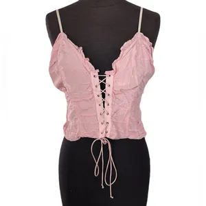 For Love & Lemons Palmetto Corset Cami Lace Up Tank Top Baby Pink Women’s Small thumbnail 2