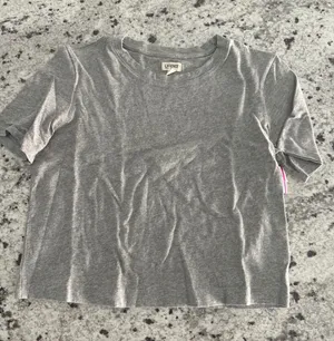 L'AGENCE Light Grey Crewneck Crop Tee Shirt S thumbnail 1