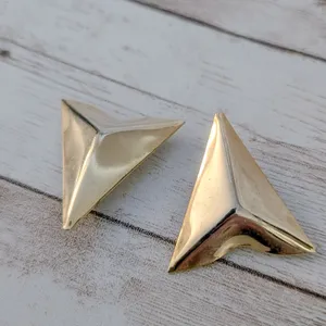 Vintage Clip On Earrings Gold Tone Large Triangular Statement thumbnail 4