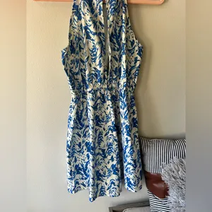 Blue Allover Print Halter Neck Romper Size Small/4 thumbnail 15