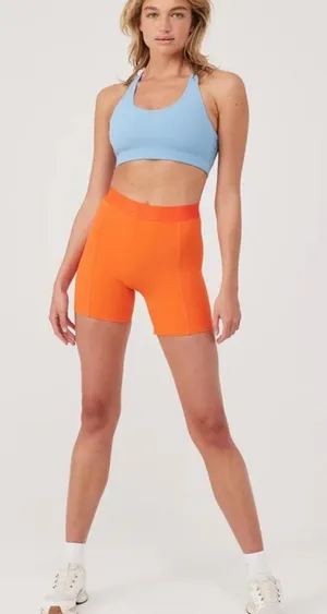 NEW! Outdoor Voices SMALL Sundance SuperForm 5” Bright Orange Bike Yoga Shorts thumbnail 1