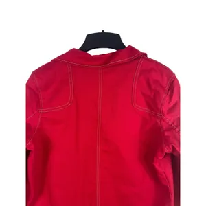 Y2K Denim & Co Red Gold Button Front Jacket Shacket M Contrasting Stitching thumbnail 3