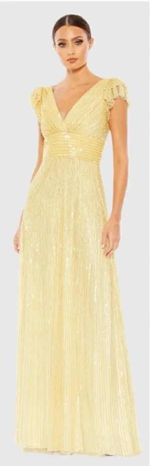 Mac Duggal 5646 Womens EMBELLISHED FLUTTER CAP SLEEVE A LINE GOWN Runs Large thumbnail 1