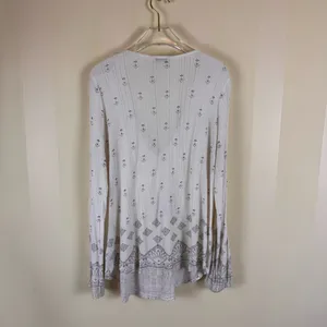 Lucky Brand Boho Peasant Blouse Size Large Tassel Tie thumbnail 3