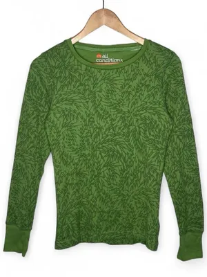 Nike ACG Green Leaf Print Waffle Knit Thermal Long Sleeve Top thumbnail 1