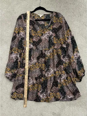 Bebop Women's Large Floral Ditsy Tiered Babydoll Tunic Dress thumbnail 7